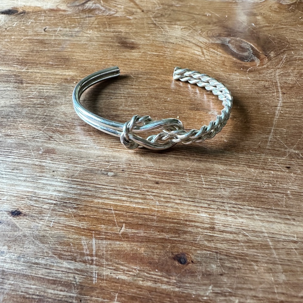 Silver-tone Braided Knot Cuff Bracelet
